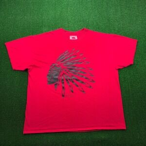 Ring of Fire Tshirt Mens 3XL Red Tribal Chief Indian Head Streetwear Hipster